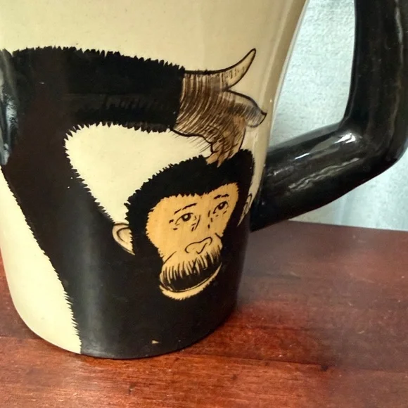 Pier 1 Imports Monkey Mug 3D Hand Painted Cup - Picture 2 of 11